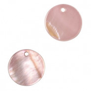 Schelp hanger rond 15mm Vintage pink